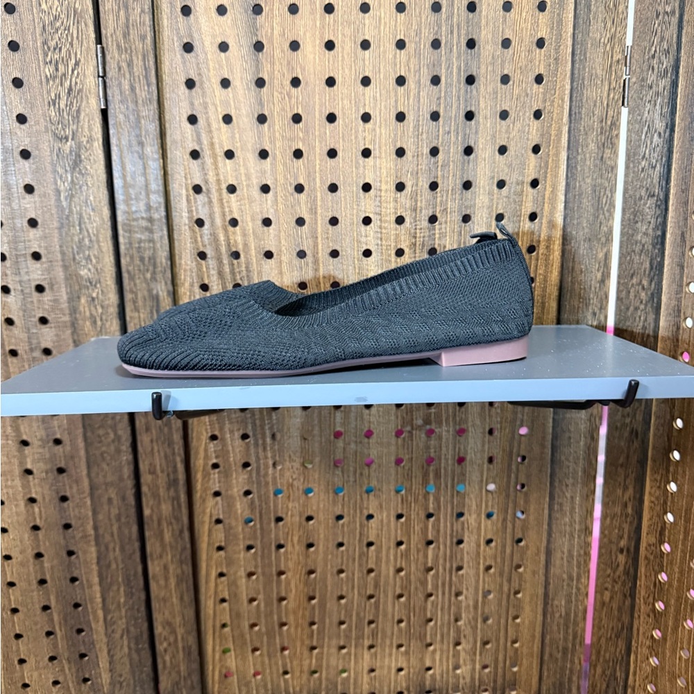Charcoal Canvas Slip-On Loafers with Rounded Toe